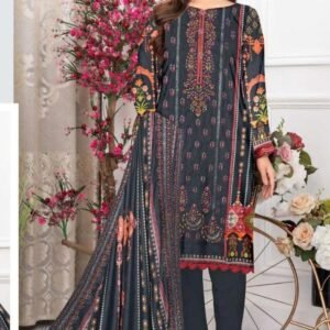 Women’s Unstitched Karandi Embroidered Printed Suit – 3 Pcs (Winter Collection)